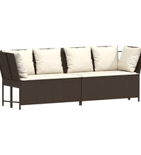 Gartensofa mit Kissen Braun Poly Rattan