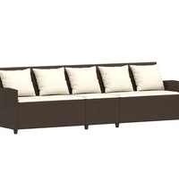 Gartensofa mit Kissen Braun Poly Rattan