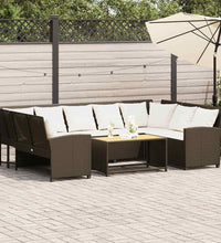 Gartensofa mit Kissen Braun Poly Rattan