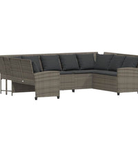 Gartensofa mit Kissen Grau Poly Rattan