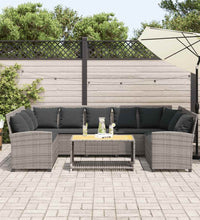 Gartensofa mit Kissen Grau Poly Rattan