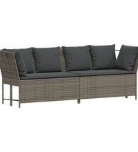 Gartensofa mit Kissen Grau Poly Rattan