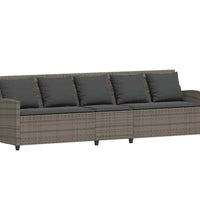 Gartensofa mit Kissen Grau Poly Rattan