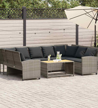 Gartensofa mit Kissen Grau Poly Rattan