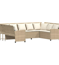 Gartensofa mit Kissen Beige Poly Rattan