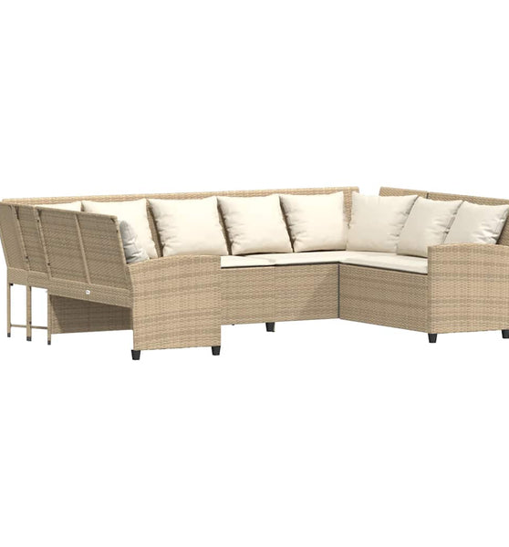 Gartensofa mit Kissen Beige Poly Rattan