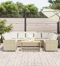 Gartensofa mit Kissen Beige Poly Rattan