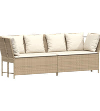 Gartensofa mit Kissen Beige Poly Rattan