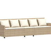 Gartensofa mit Kissen Beige Poly Rattan