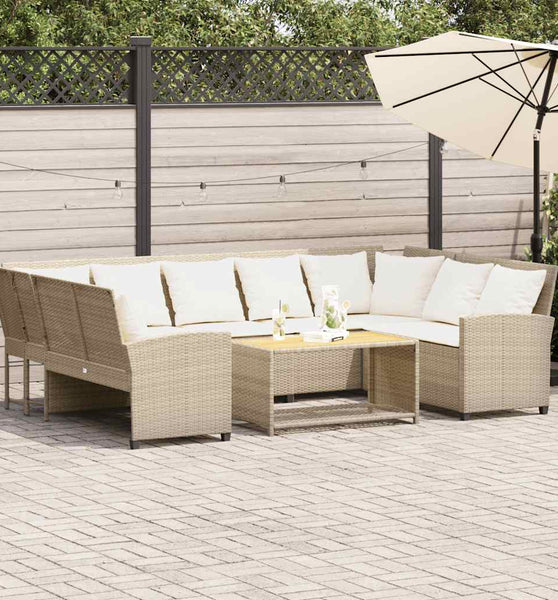 Gartensofa mit Kissen Beige Poly Rattan