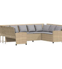 Gartensofa mit Kissen Beige Poly Rattan