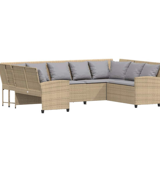 Gartensofa mit Kissen Beige Poly Rattan