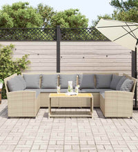 Gartensofa mit Kissen Beige Poly Rattan