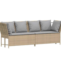 Gartensofa mit Kissen Beige Poly Rattan