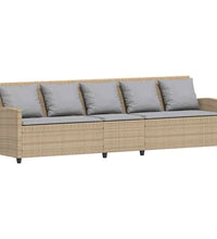 Gartensofa mit Kissen Beige Poly Rattan