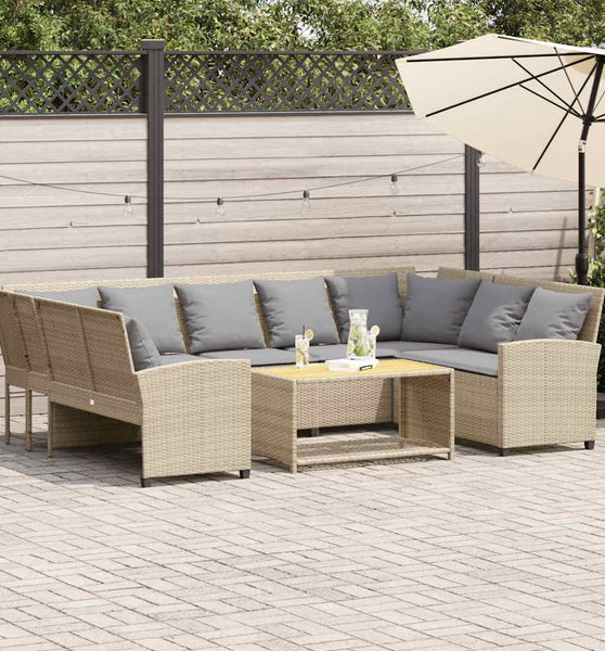 Gartensofa mit Kissen Beige Poly Rattan