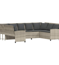 Gartensofa mit Kissen Hellgrau Poly Rattan