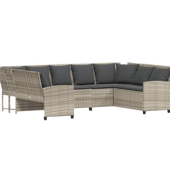 Gartensofa mit Kissen Hellgrau Poly Rattan