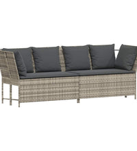 Gartensofa mit Kissen Hellgrau Poly Rattan