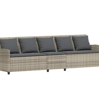 Gartensofa mit Kissen Hellgrau Poly Rattan