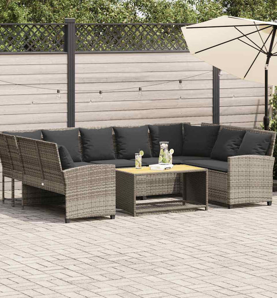 Gartensofa mit Kissen Hellgrau Poly Rattan