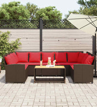 Gartensofa mit Kissen Braun Poly Rattan