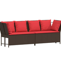 Gartensofa mit Kissen Braun Poly Rattan