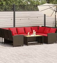 Gartensofa mit Kissen Braun Poly Rattan