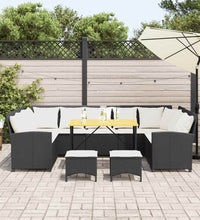 4-tlg. Garten-Sofagarnitur mit Kissen Schwarz Poly Rattan