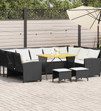 4-tlg. Garten-Sofagarnitur mit Kissen Schwarz Poly Rattan