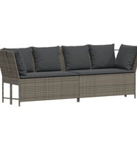 4-tlg. Garten-Sofagarnitur mit Kissen Grau Poly Rattan