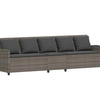 4-tlg. Garten-Sofagarnitur mit Kissen Grau Poly Rattan