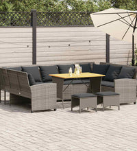 4-tlg. Garten-Sofagarnitur mit Kissen Grau Poly Rattan