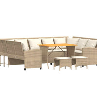 4-tlg. Garten-Sofagarnitur mit Kissen Beige Poly Rattan