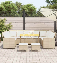 4-tlg. Garten-Sofagarnitur mit Kissen Beige Poly Rattan