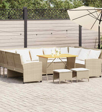 4-tlg. Garten-Sofagarnitur mit Kissen Beige Poly Rattan