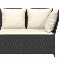 3-tlg. Garten-Sofagarnitur mit Kissen Schwarz Poly Rattan