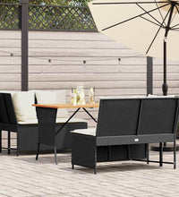 3-tlg. Garten-Sofagarnitur mit Kissen Schwarz Poly Rattan