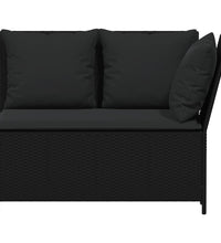 3-tlg. Garten-Sofagarnitur mit Kissen Schwarz Poly Rattan