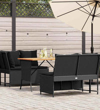 3-tlg. Garten-Sofagarnitur mit Kissen Schwarz Poly Rattan