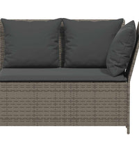 3-tlg. Garten-Sofagarnitur mit Kissen Grau Poly Rattan