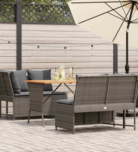 3-tlg. Garten-Sofagarnitur mit Kissen Grau Poly Rattan