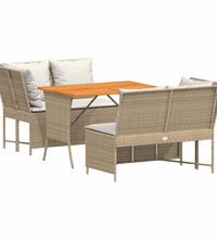 3-tlg. Garten-Sofagarnitur mit Kissen Beige Poly Rattan