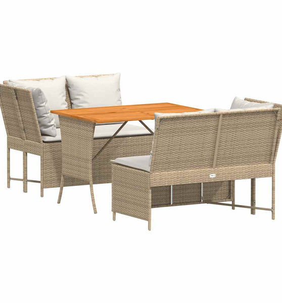 3-tlg. Garten-Sofagarnitur mit Kissen Beige Poly Rattan