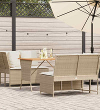 3-tlg. Garten-Sofagarnitur mit Kissen Beige Poly Rattan