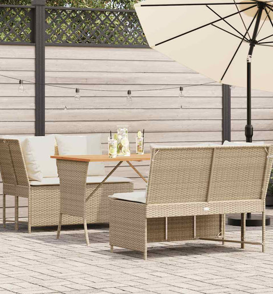 3-tlg. Garten-Sofagarnitur mit Kissen Beige Poly Rattan