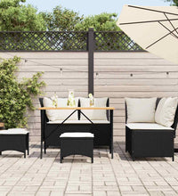 5-tlg. Garten-Sofagarnitur mit Kissen Schwarz Poly Rattan