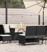 5-tlg. Garten-Sofagarnitur mit Kissen Schwarz Poly Rattan