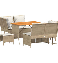 5-tlg. Garten-Sofagarnitur mit Kissen Beige Poly Rattan