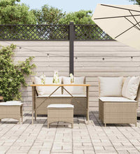 5-tlg. Garten-Sofagarnitur mit Kissen Beige Poly Rattan